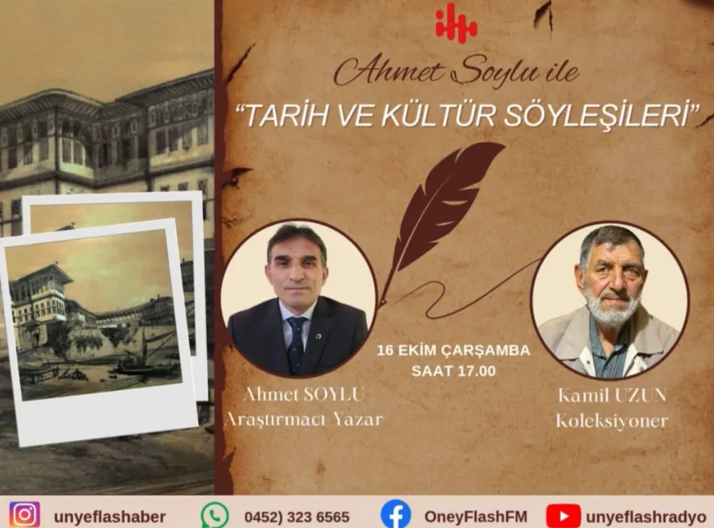 AHMET SOYLU İLE TARİH VE KÜLTÜR SÖYLEŞİLERİ BAŞLIYOR...