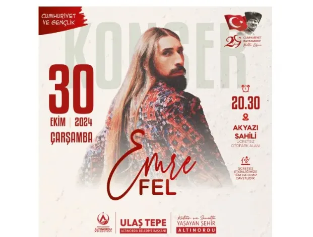 Altınordu’da 30 Ekim akşamı “Emre Fel” konseri…