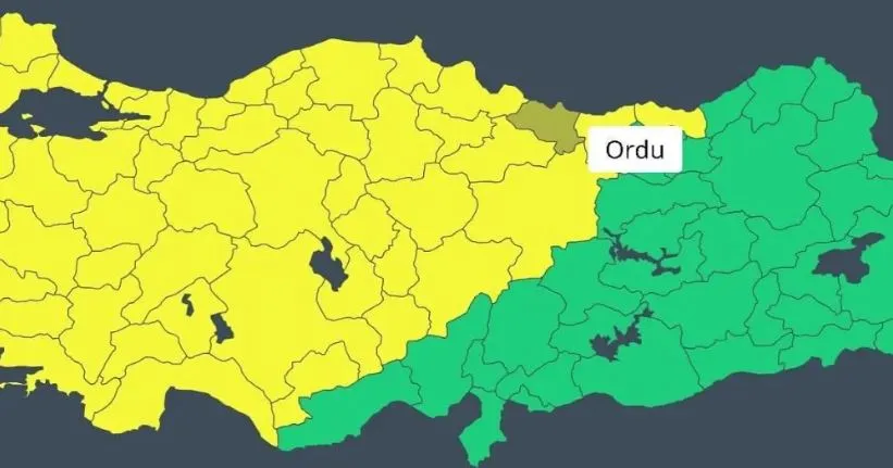 ORDU’YA SARI KODLU UYARI! YAĞIŞ VE FIRTINA GELİYOR.