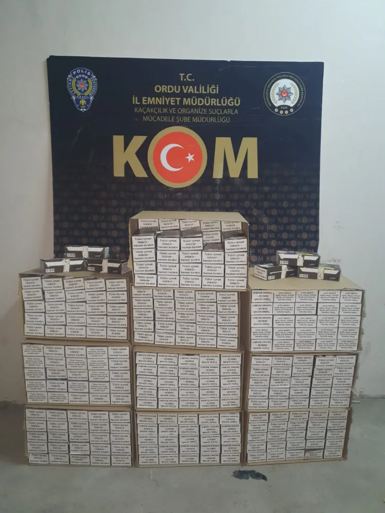 Ordu Emniyeti Kaçak Tütün Operasyonunda 100 Bin Dal Dolu Makaron Ele Geçirdi
