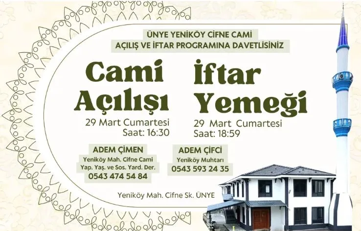YENİKÖY CİFNE CAMİ AÇILIYOR..