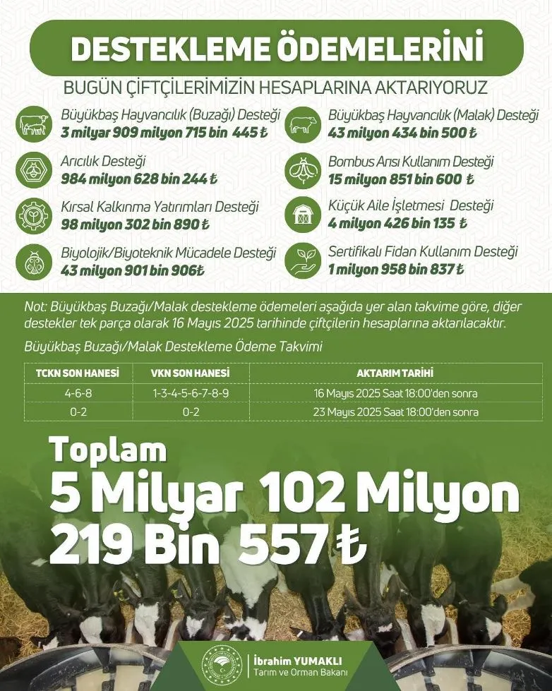 Bakanlık Duyurdu! Destek Ödemeleri Çiftçilerin Hesabına Yattı