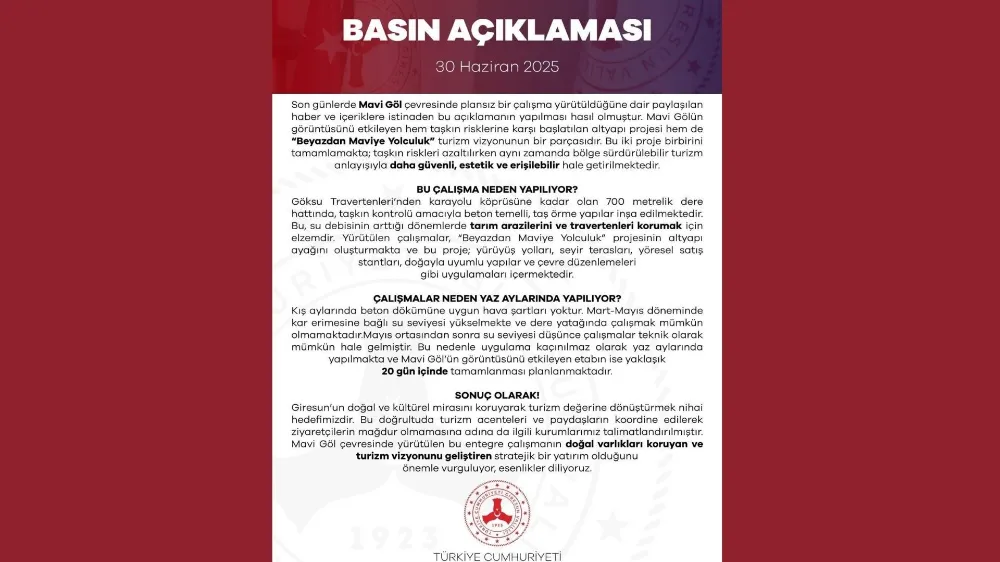 GİRESUN VALİLİĞİ’NDEN MAVİ GÖL AÇIKLAMASI: “HEM KORUYORUZ HEM GÜZELLEŞTİRİYORUZ”