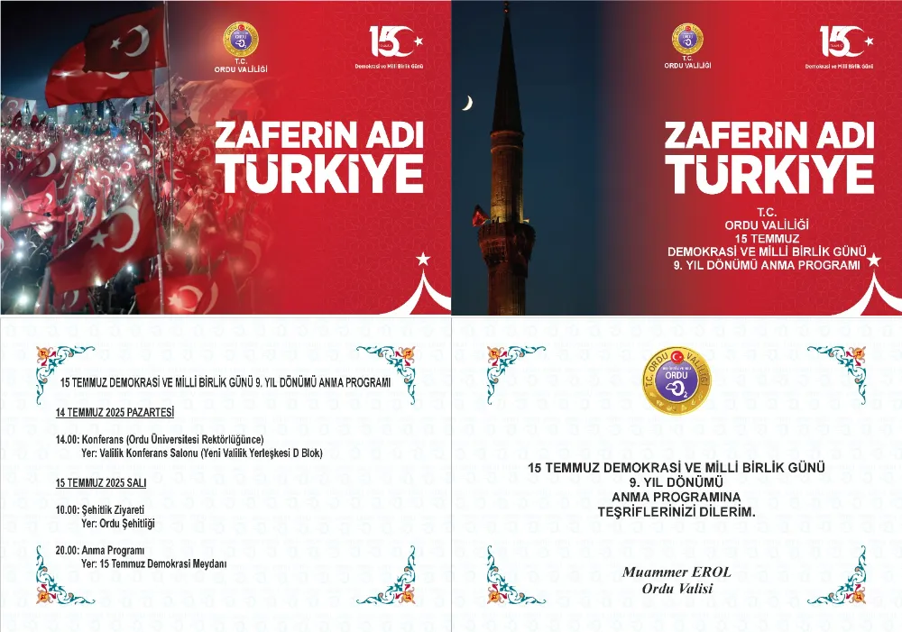 ORDU’DA 15 TEMMUZ ETKİNLİKLERİNİN PROGRAMI BELLİ OLDU