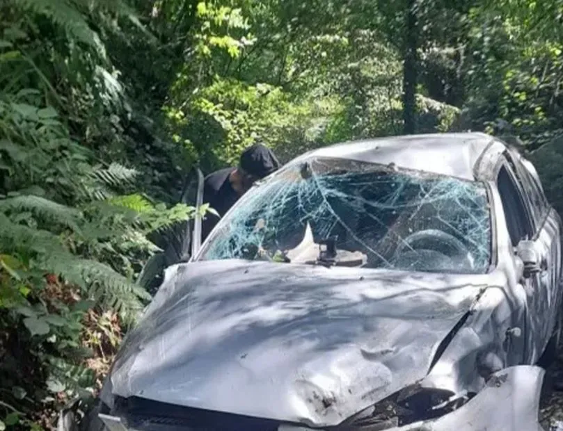 DİREKSİYON KİLİTLENDİ, OTOMOBİL DEREYE UÇTU
