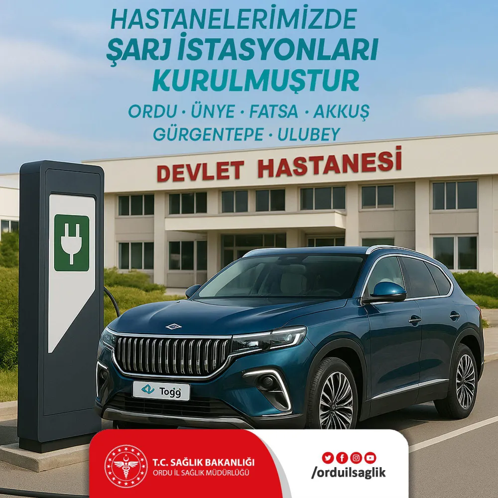 Ordu’da Hastanelere Elektrikli Araç Şarj İstasyonu..